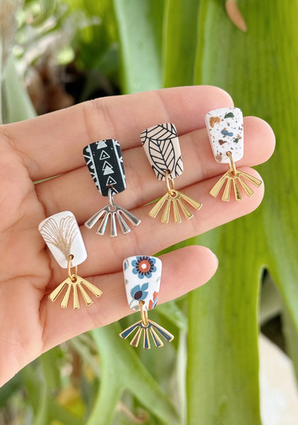 Assorted Designs - Trapezoid Stud with Fans