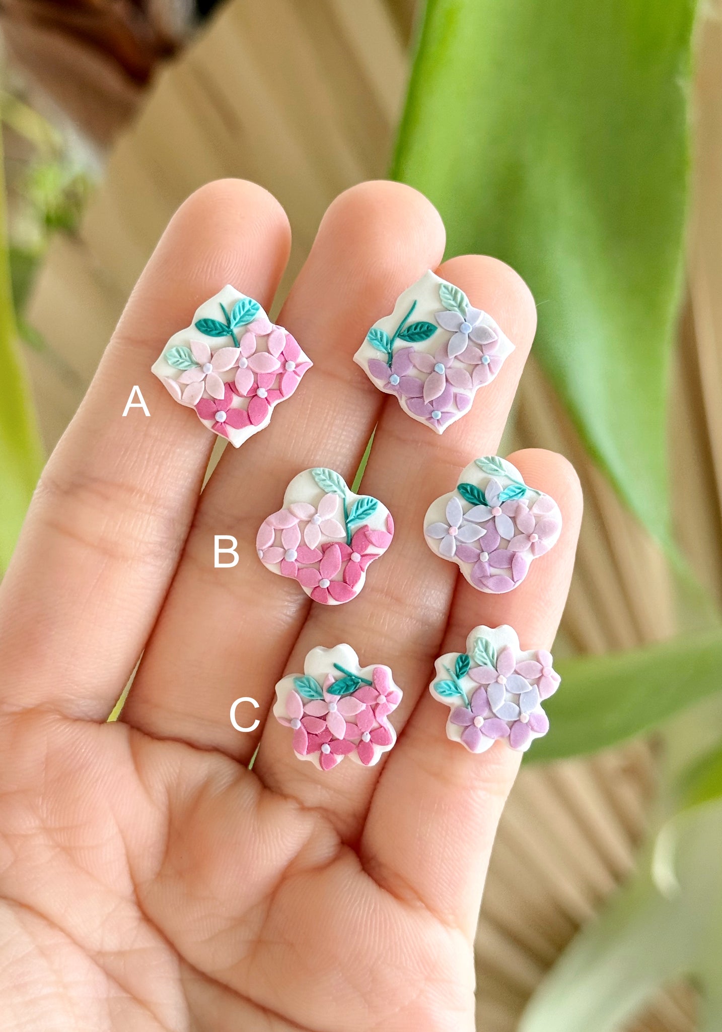 Pastel Hydrangeas - Studs (Pink Palette)