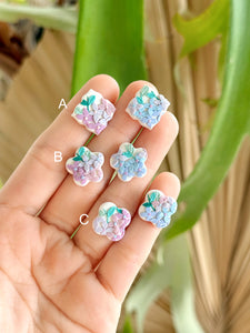 Pastel Hydrangeas - Studs (Mauve Blue Palette)