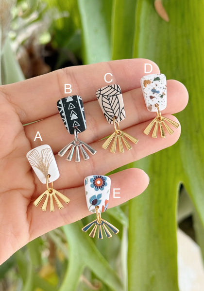 Assorted Designs - Trapezoid Stud with Fans