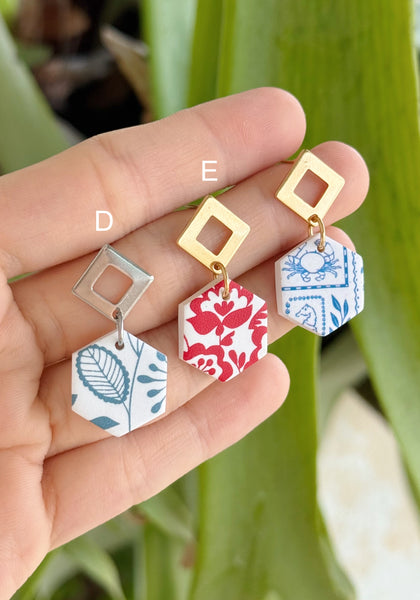 Assorted Designs - Hollow Hexagon Dangles