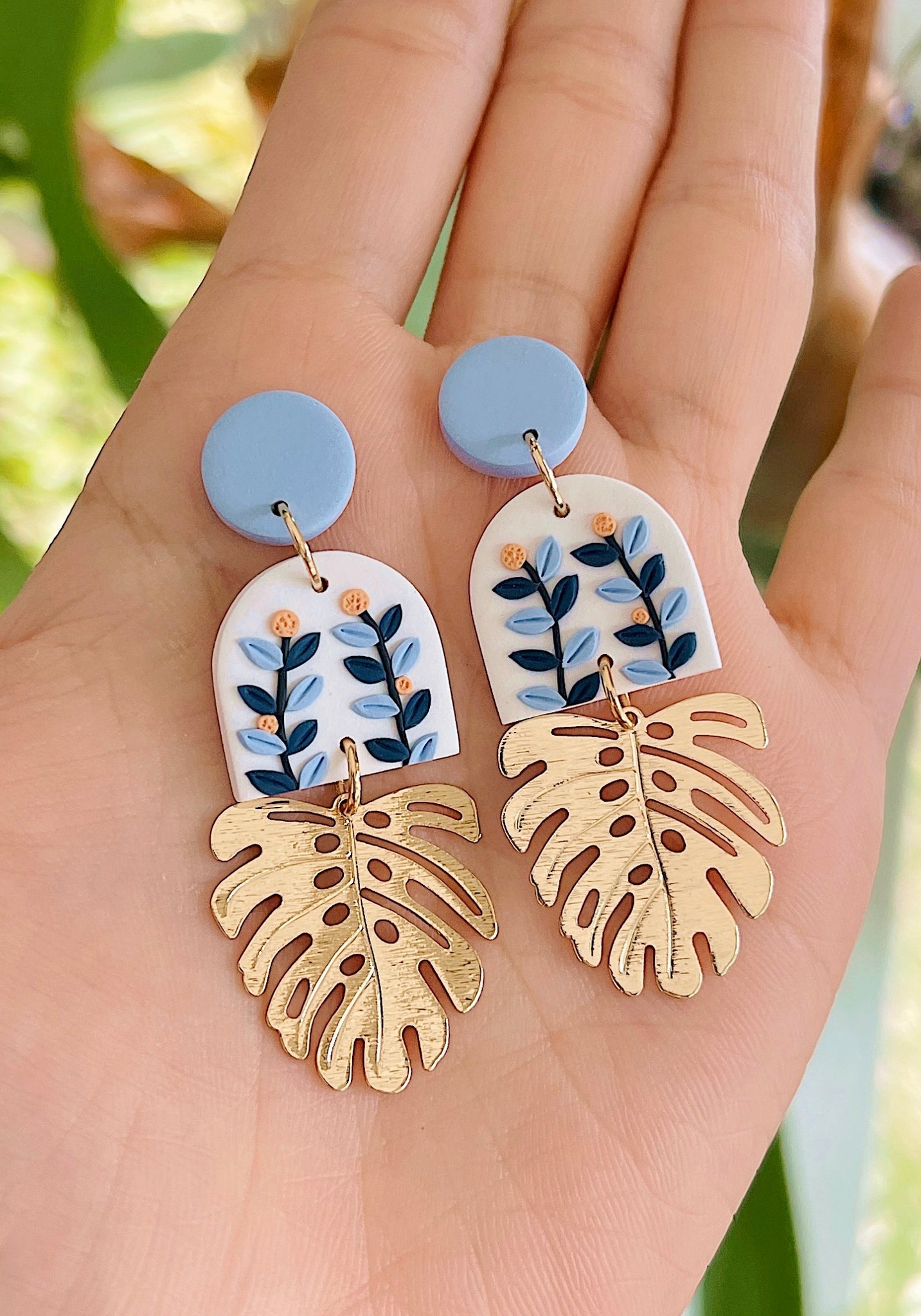 Blue Leaves - Monstera (Gold / Silver)