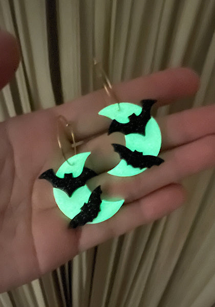 Moon and Bats Hoops (Glow in the Dark)